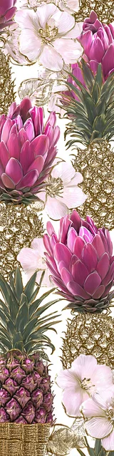 Free pineapple bookmark featuring flower top pineapples on light colors